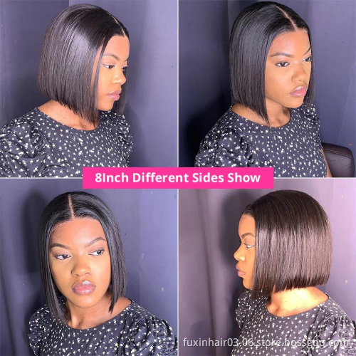 For Women Peruvian Human Hair Lace Front Wigs Boy Cut Short Bob Glueless Hd Thin Film Lace Frontal Bob 8 Inch Wholesale Vendors